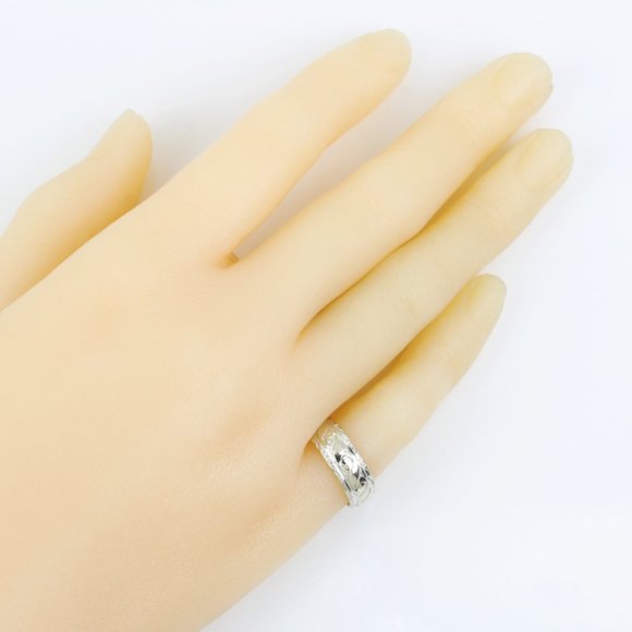 14k White Gold Carved Band Ring by Fredrick Goldman - Picture 4 of 4